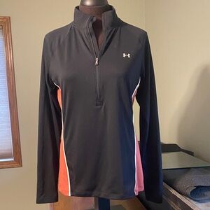 Under Armour Women's Black and Orange Quarter-Zip Top